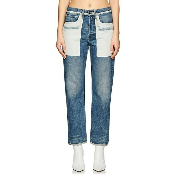 NWT Helmut Lang Inside Out Oversized Boyfriend Jeans Blue Denim White Pockets - Picture 14 of 14